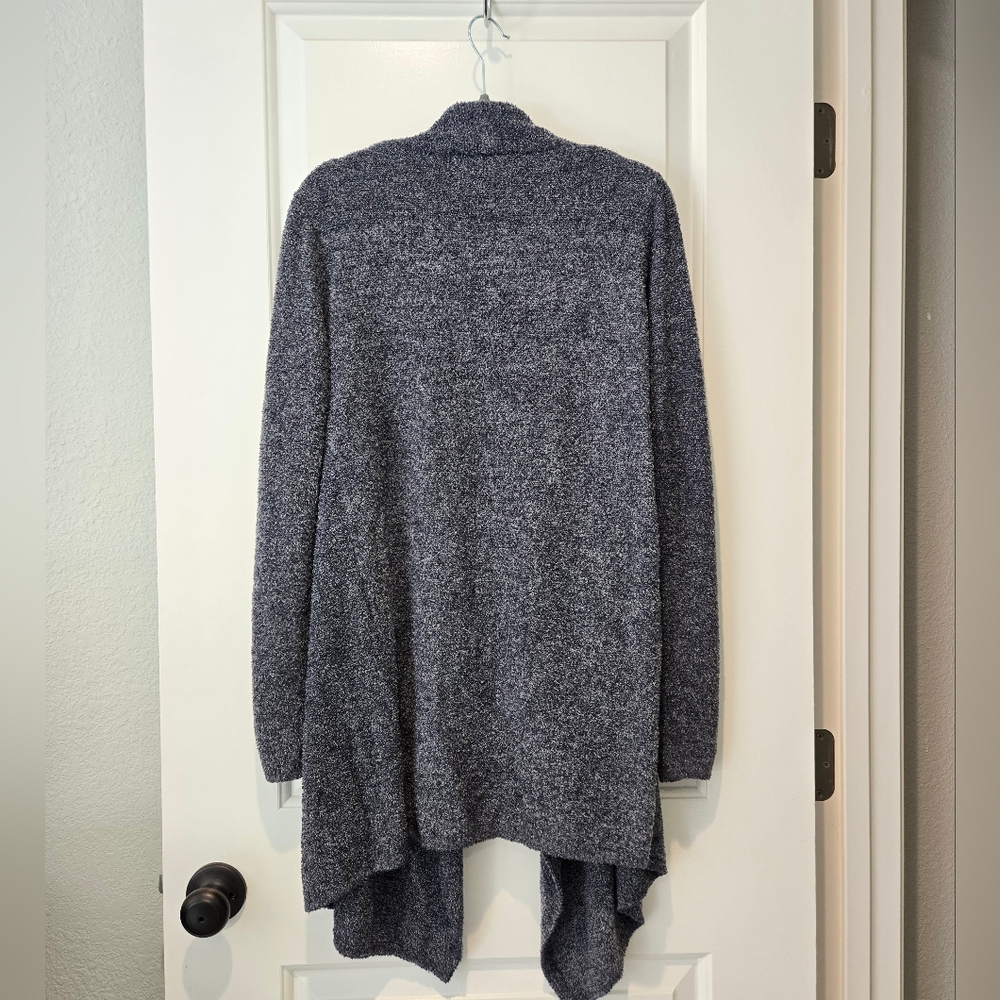 EUC- Barefoot Dreams Bamboo Chic Lite Navy & Grey Calypso Wrap Cardigan Size S/M - Picture 5 of 10